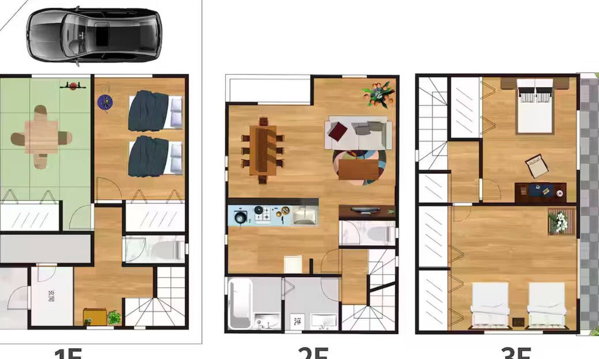Nishinari Villa | 天下茶屋站步行2分鐘/大阪关西机场、难波、心斋桥、梅田 USJ/新装4卧8床可住13名/免费停车