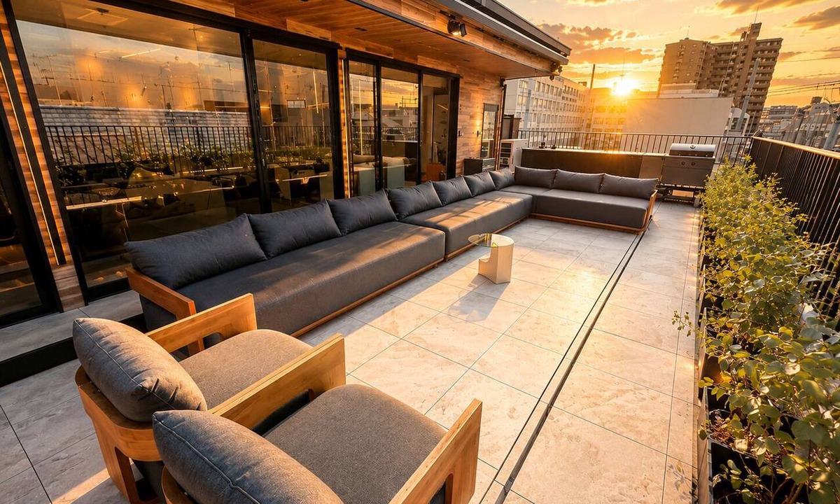 Fukushima Condo | Flam Hotel Luxury Penthouse Osaka | Sauna & Rooftop Terrace Near USJ