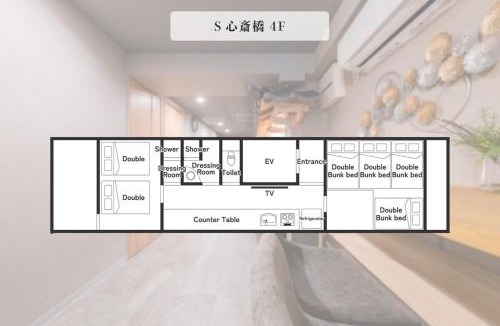 Higashishinsaibashi Apartment | 心斎橋4 ホテル福 道頓堀 心斎橋に位置する宿 ベッド9台 シャワー2台 観光に最適