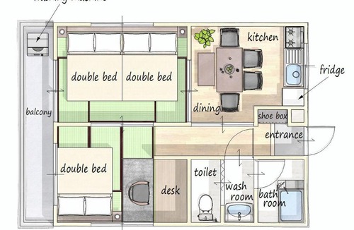 Nakamura Apartment | 1 stop from Nagoya 3 beds and 2 bedrooms Sleeps 6