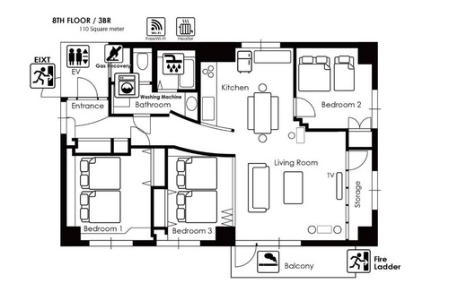 Chuo-ku Apartment | NK BLD8F Sapporo 3LDK 3BR 1 floor 1 room