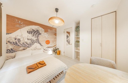 Oshiage Villa | Skywind Heaven Hokusai Ukiyoe Villa, Skytree Rooftop View, 6 Min Walk, 110sqm, 3BR 5 Beds, Free Parking