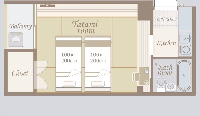 Along the airport line, Hanazonomachi station 2 min. Japanese style room with mini-kitchen and private bathroom, excellent access [ 205]. in 大阪市