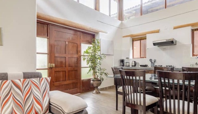 Comfortable modern house with large garden, stunning mountain views.