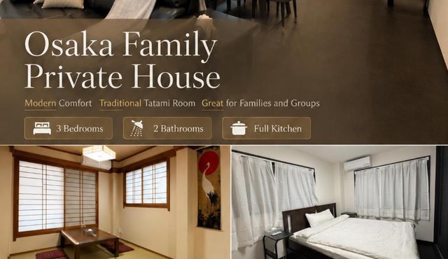 Miyabi Tsuruhashi Villa Private 3BR House near Namba Tennoji Korea Town in Osaka