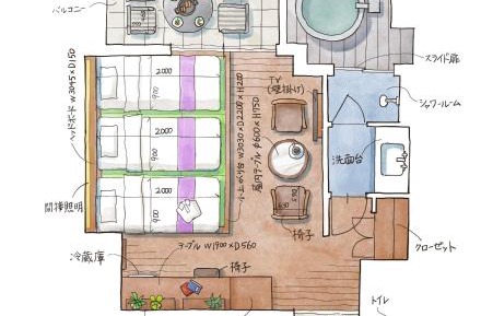 Japanese-style room (maximum 3 people) with open-air bath - Non-Smoking