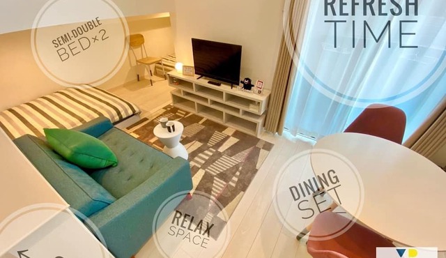 No103Near Kumamoto StationChildren OK Sofa semidouble bed x 2 TV with video app/Kumamoto Kumamoto