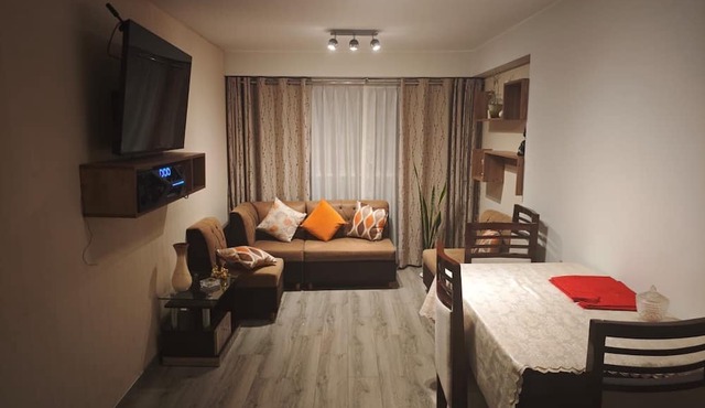 “Bienvenido a este moderno departamento de una habitación y media,