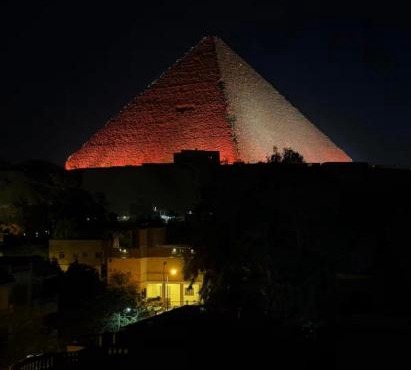 Panoramic Giza Pyramids View